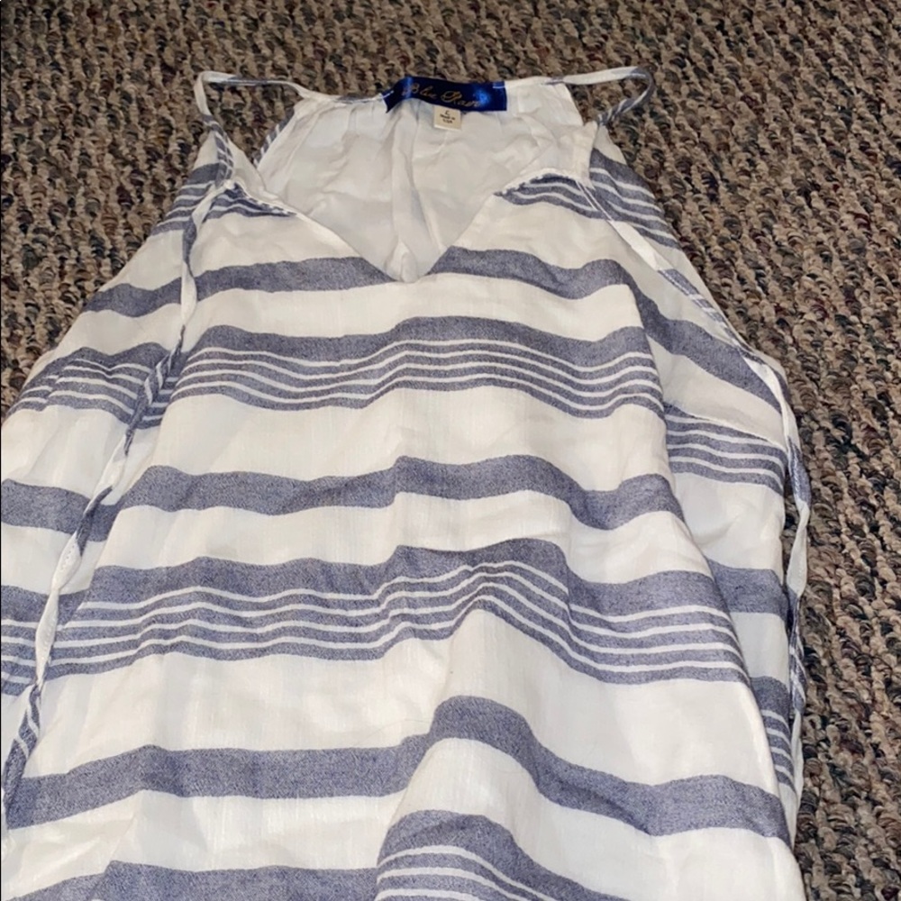 Striped blue and white tank top